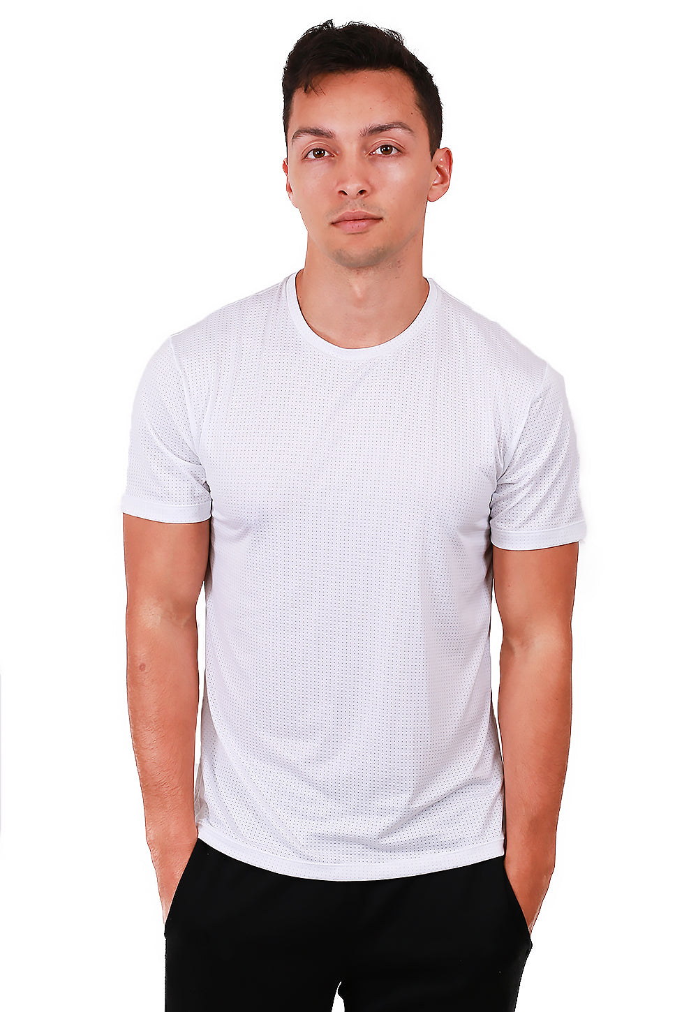 Men's Workout Short Sleeve Dry Fit Top WHITE